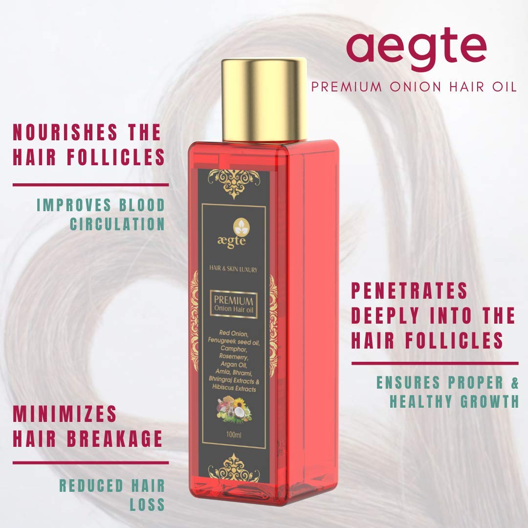Aegte Organic Onion Hair Oil (100 ml) For Hair Growth And Hair Fall Control With Red Onion Extract