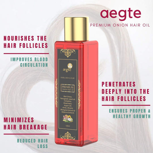 Aegte Organic Onion Hair Oil (100 ml) For Hair Growth And Hair Fall Control With Red Onion Extract