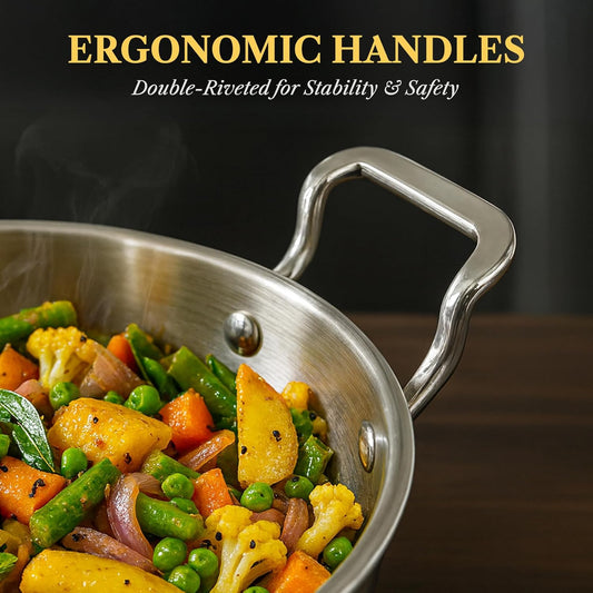 Stainless Steel Induction Bottom Kadhai - 2 L