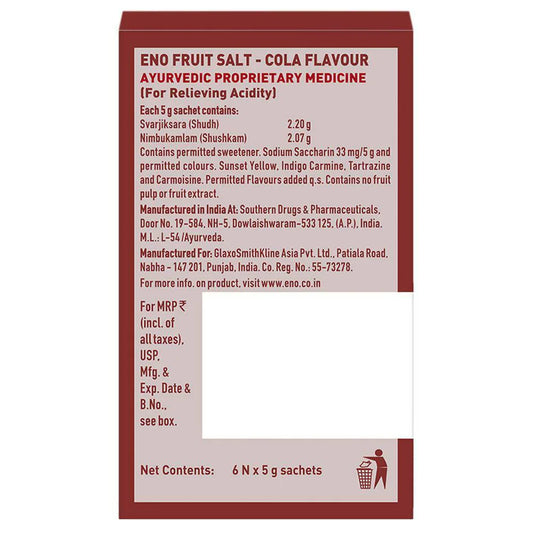 Eno Fruit Salt Cola Flavour 5 g (Pack of 6)
