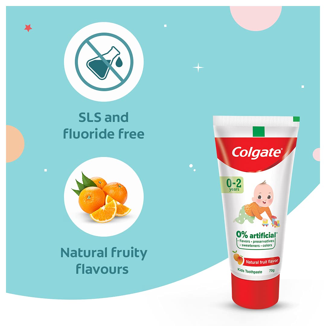 Colgate Toothpaste for Kids (0-2 years), Natural Fruit Flavour, 70gm