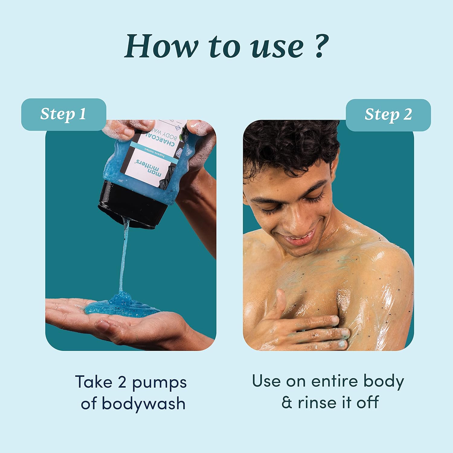 Man Matters Charcoal Body Wash With Menthol, 5% Niacinamide, Instant Cooling - 250 ml