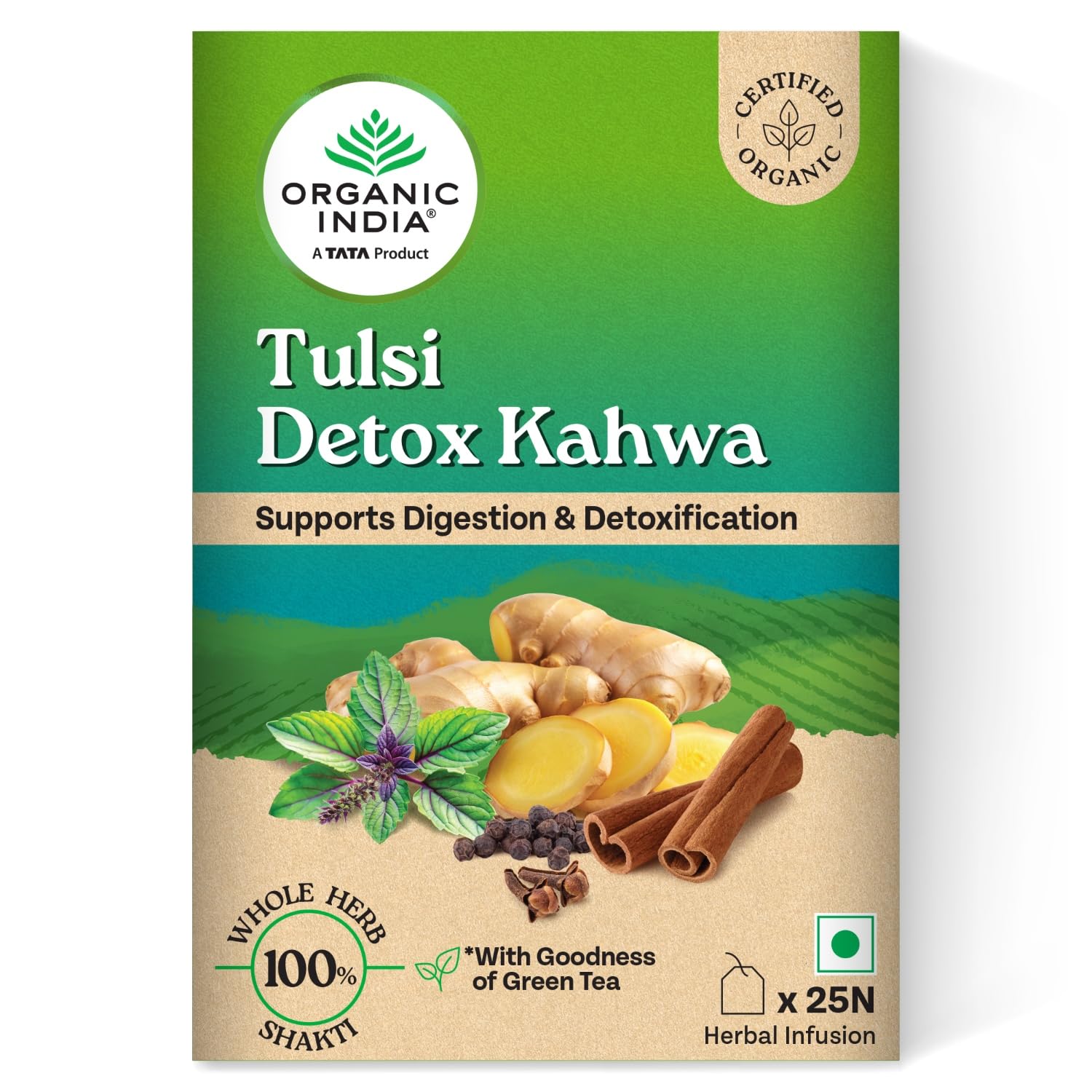 A TATA Product - Organic India Tulsi Detox Kahwa - 25 Tea Bags