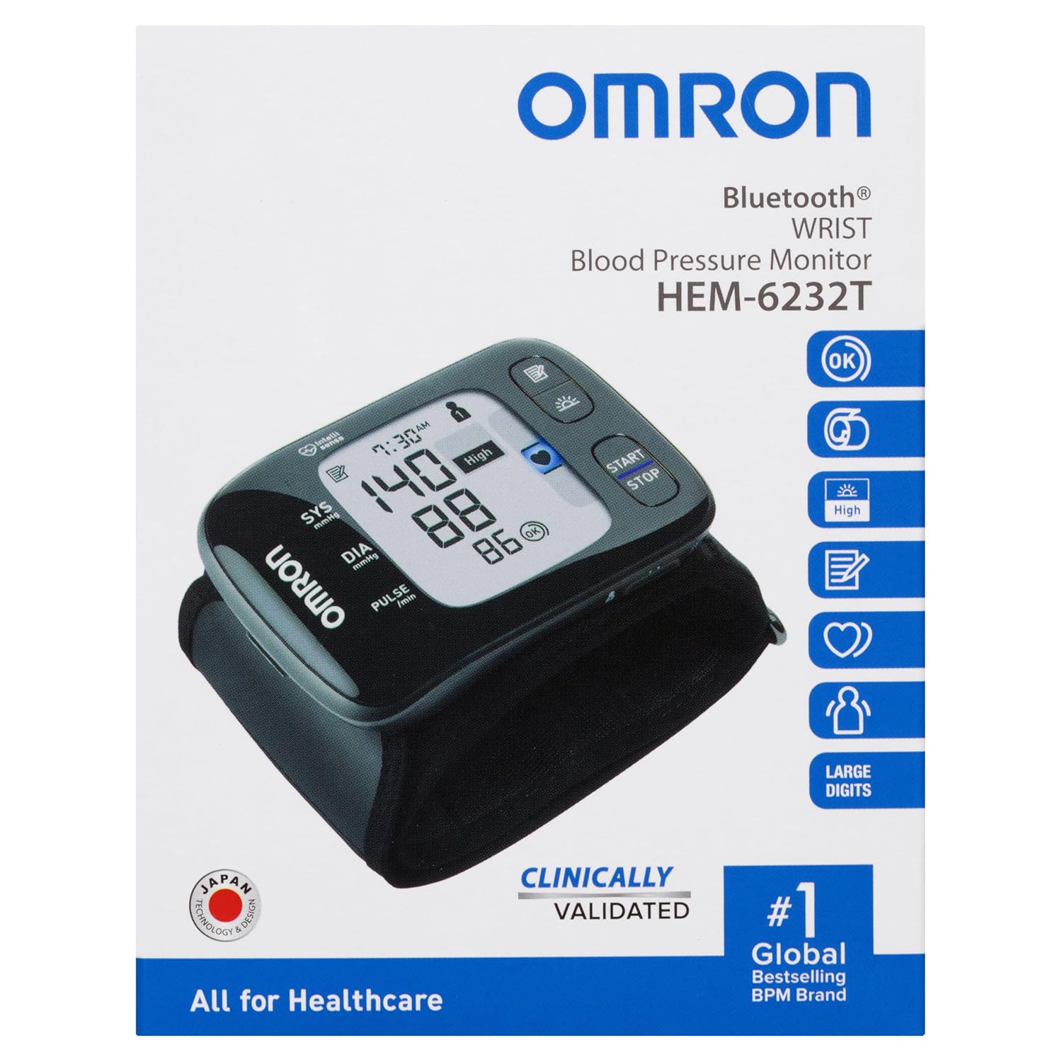 Omron HEM 6232T Wrist Blood Pressure Monitor (Black)