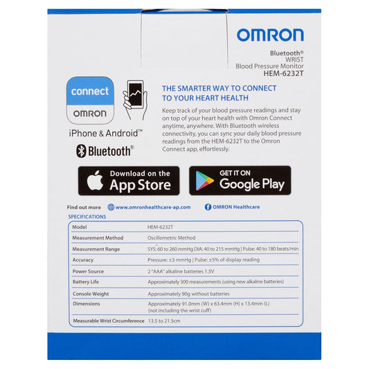 Omron HEM 6232T Wrist Blood Pressure Monitor (Black)