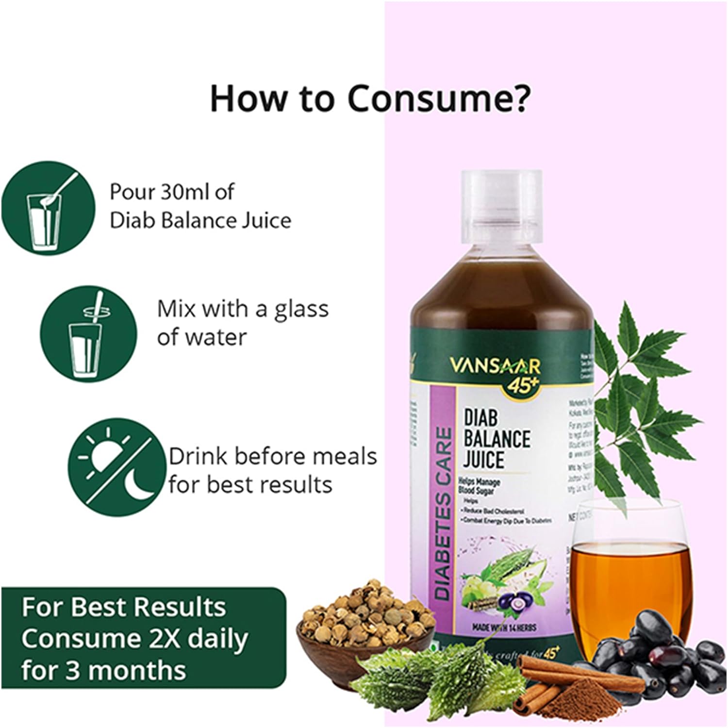 Vansaar 45+ Diab Balance Juice, 1L