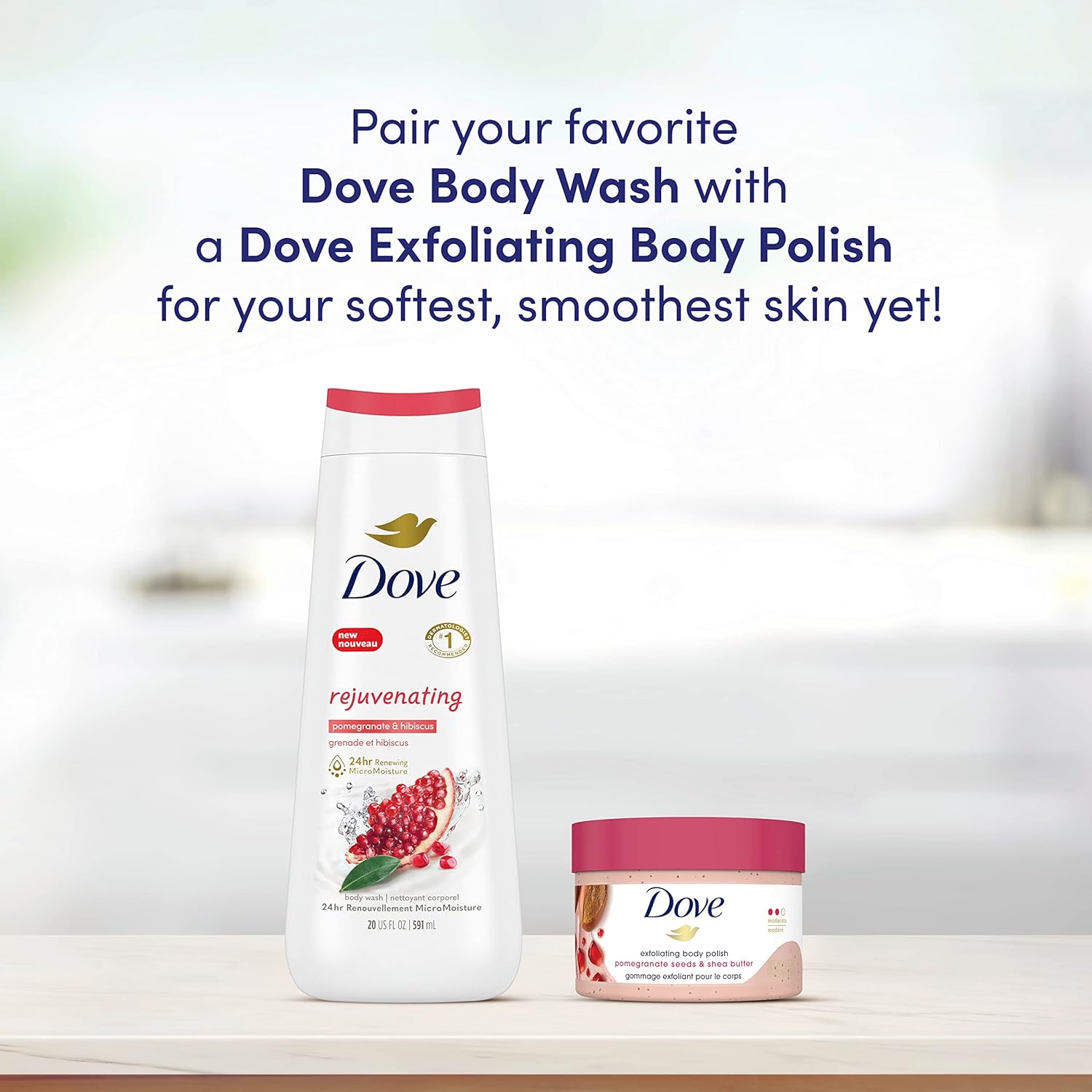Dove Bestselling - Pomegranate Scrub & Deep Moisture Bodywash Combo - combo