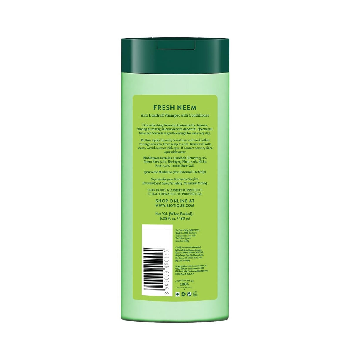 Biotique Bio/Fresh Neem Anti Dandruff Shampoo & Conditioner |Suitable for All Skin Types - 180 ml