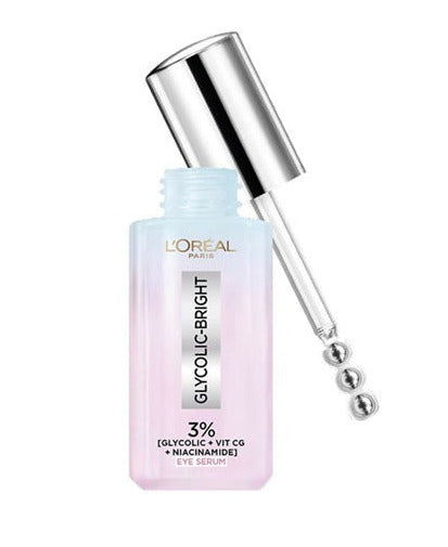 LOreal Paris Glycolic Bright Dark Circle Eye Serum With 3% [Glycolic + Vit Cg + Niacinamide] 20 ml