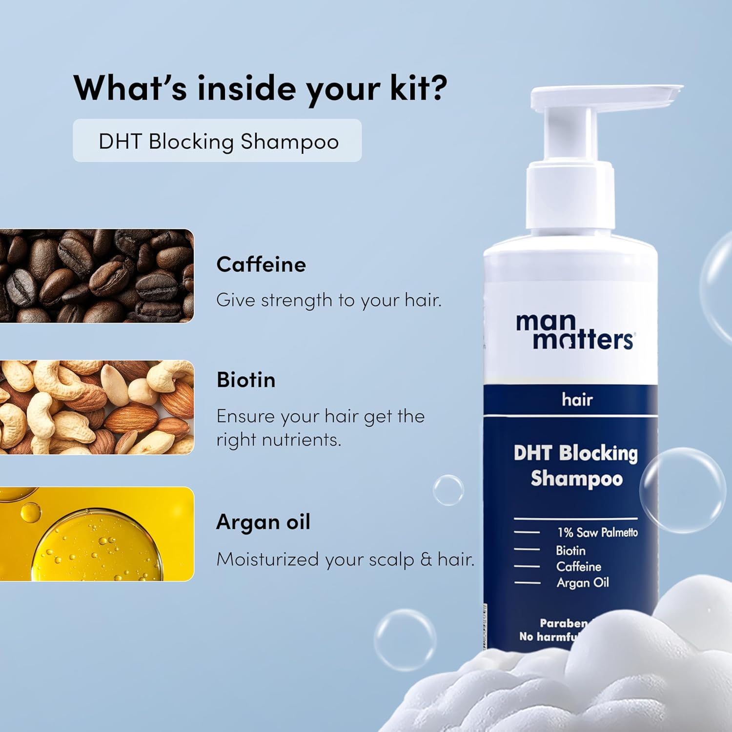 Man Matters Biotin Hair Gummies & Anti Hair Fall Shampoo Combo - combo