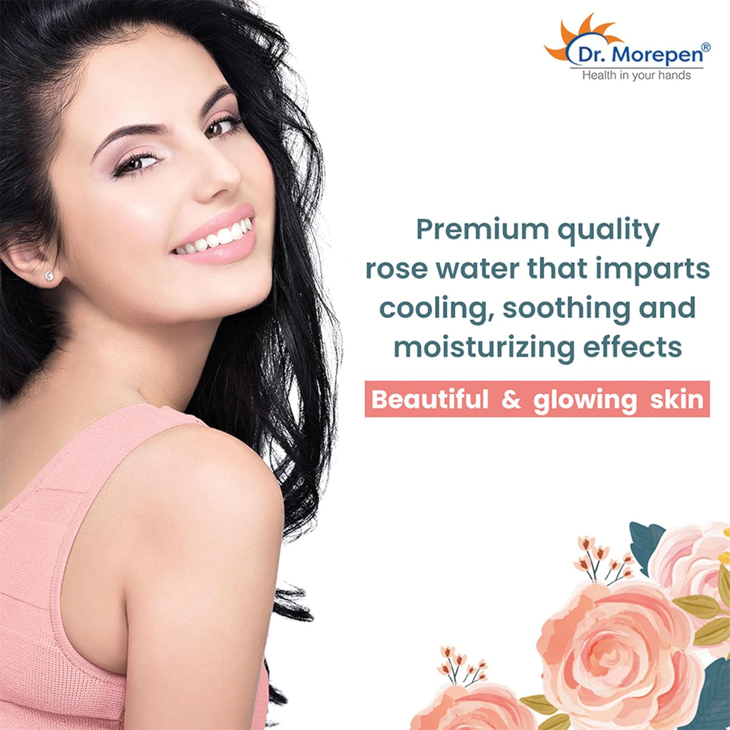 Dr. Morepen Pure & Natural Rose Water Spray for Face, Alcohol Free Toner - 100ml Pack of 4