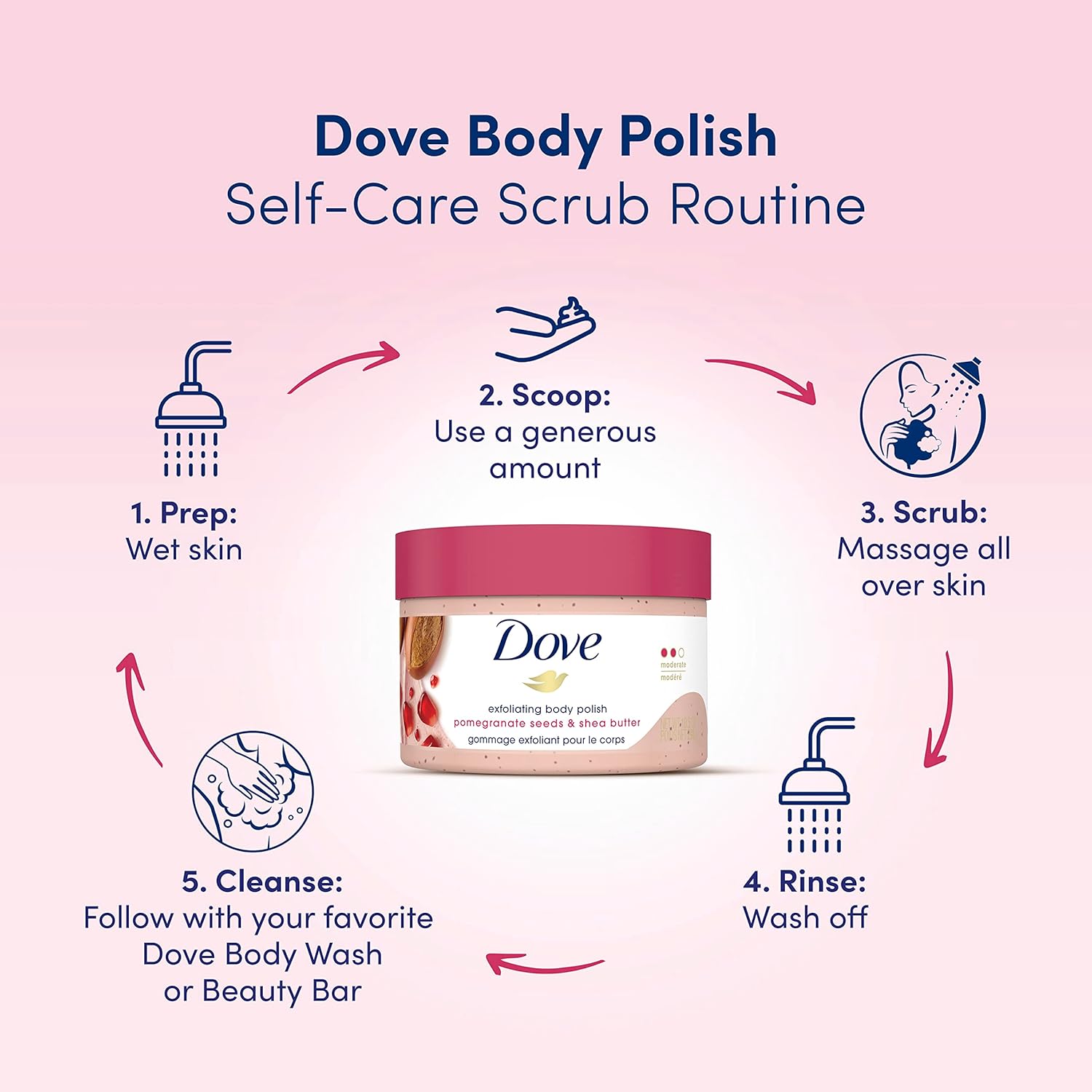 Dove Bestselling - Pomegranate Scrub & Deep Moisture Bodywash Combo - combo