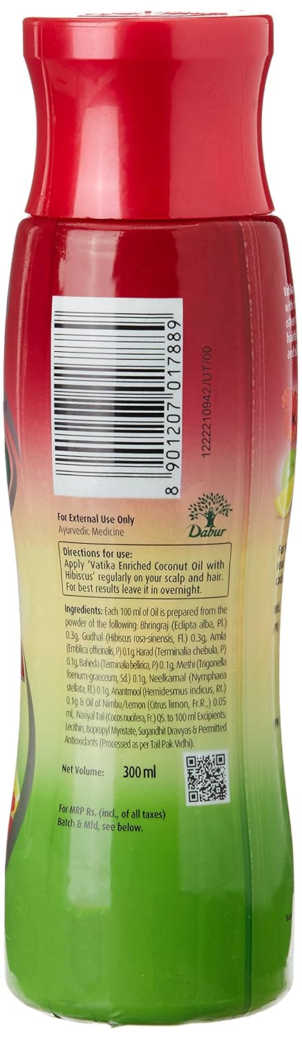 Dabur Vatika Enriched Coconut Hair Oil With Hibiscus, 300 Ml