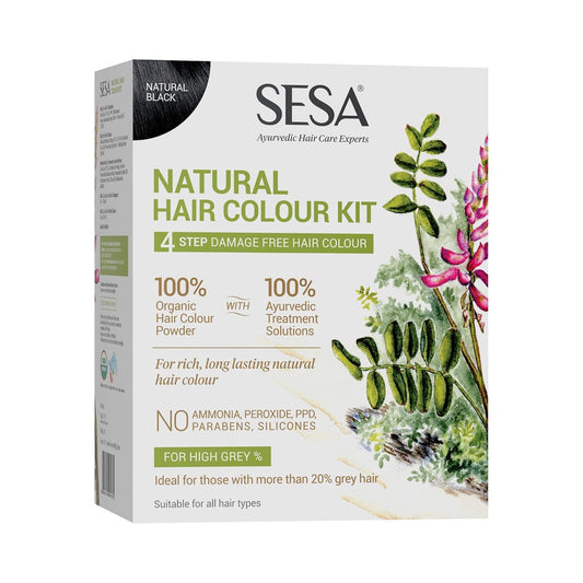 Sesa Natural Black Hair Colour Kit | For HIGH GREY% - 100% Organic & Ayurvedic
