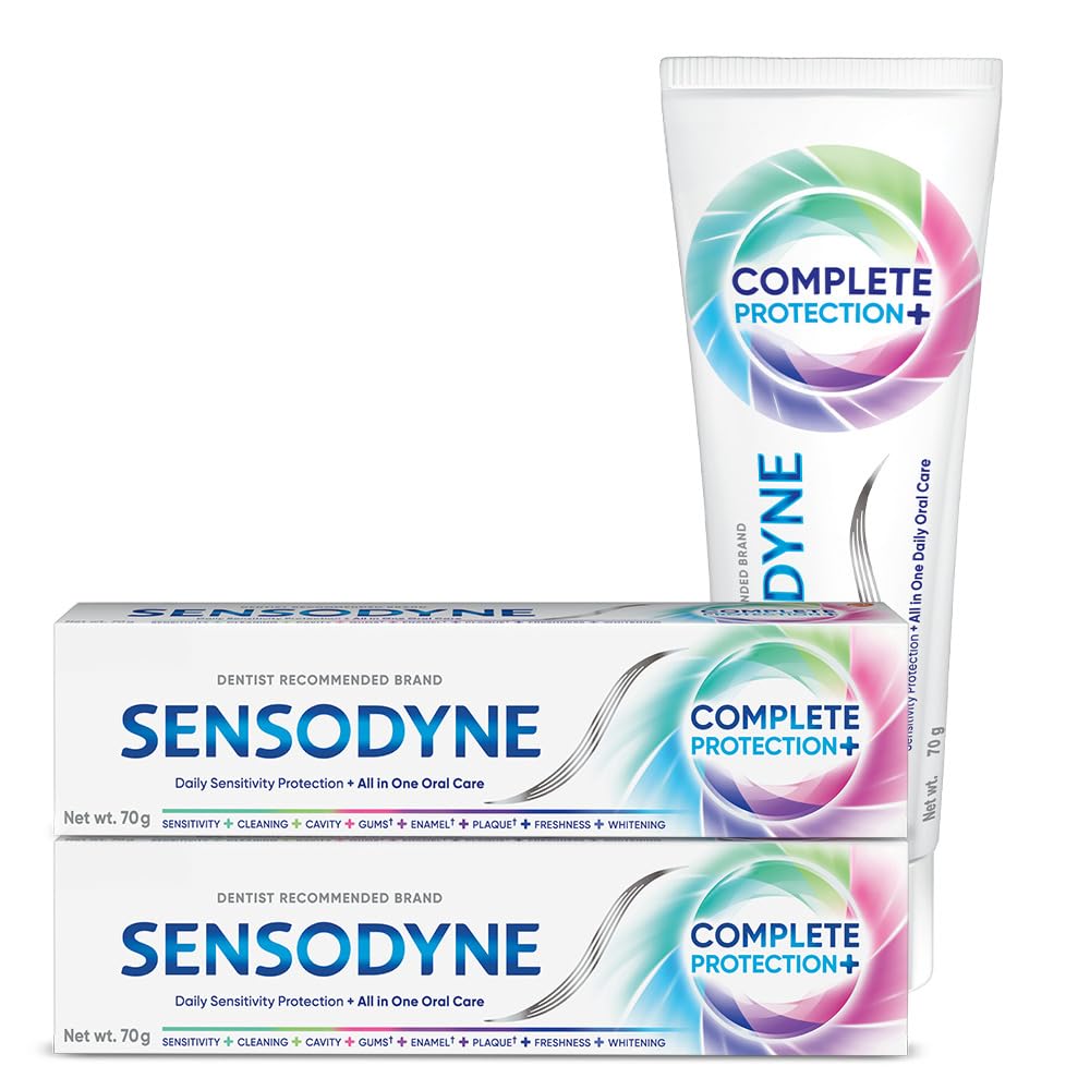 Sensodyne Toothpaste Complete Protection+ | All-in-One Daily Sensitivity Protection Tooth Paste Combo Pack - 140gm (70gm x 2) | Dentist Recommended