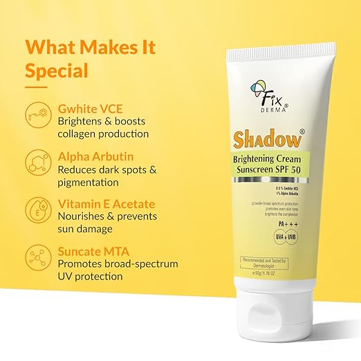 Fixderma Shadow Brightening Cream Sunscreen SPF50 PA+++ UVA/UVB - 50 gm