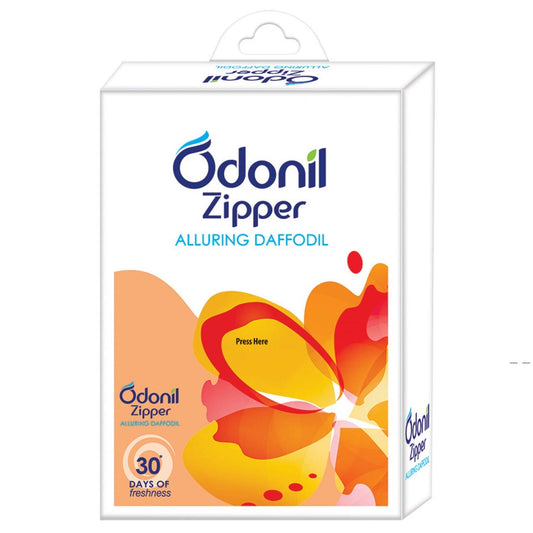 Odonil Bathroom Air Freshener Zipper - Alluring Daffodil - 10 G (Pack Of 6) Multicolor