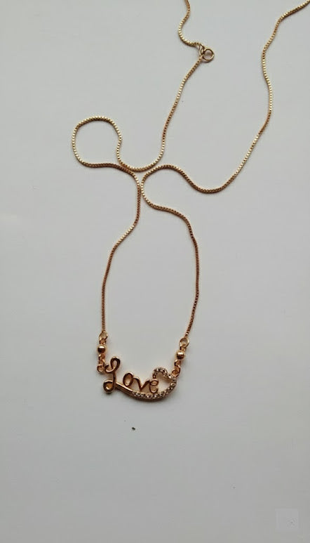 Gold-Tone Crystal "Love" Heart Pendant Necklace