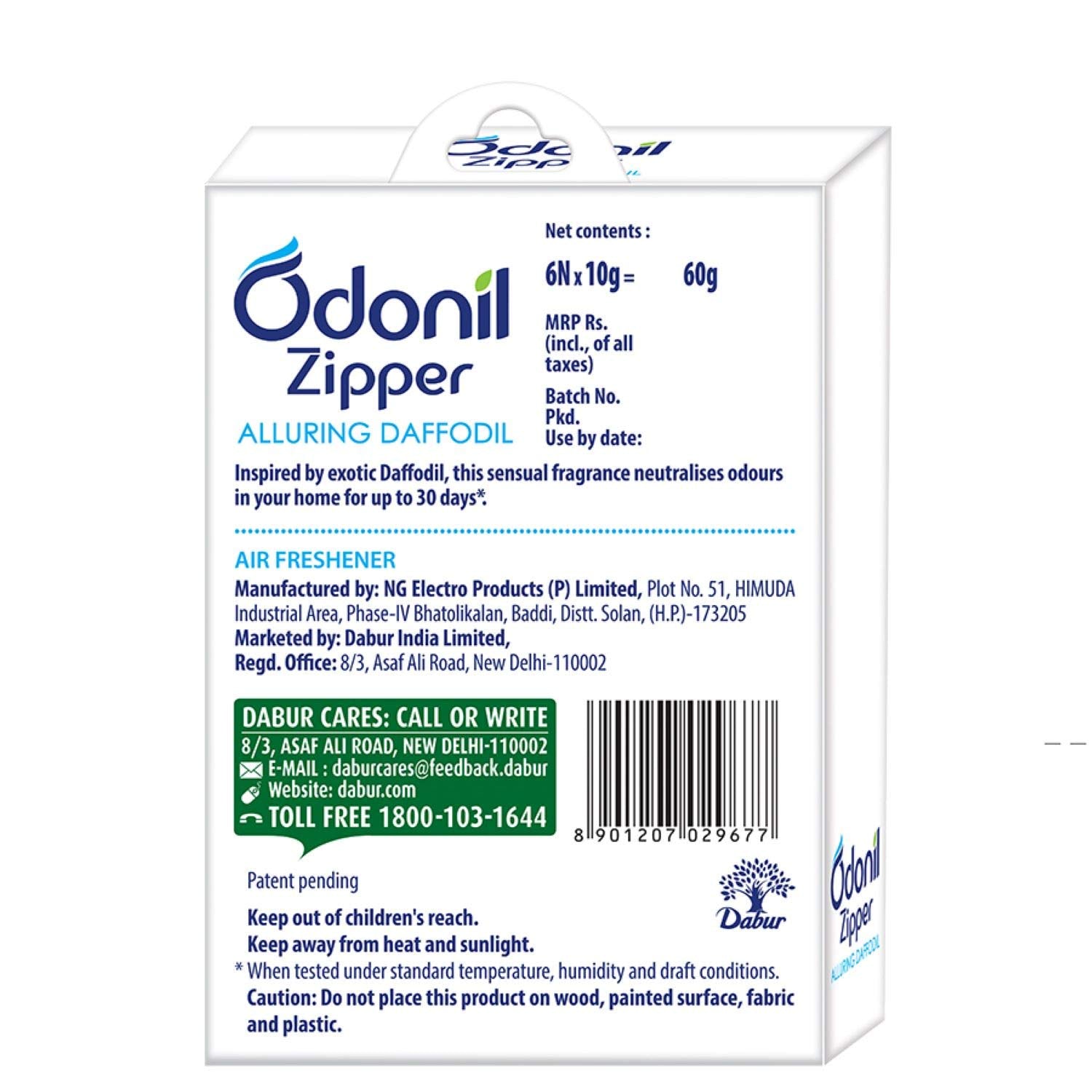 Odonil Bathroom Air Freshener Zipper - Alluring Daffodil - 10 G (Pack Of 6) Multicolor
