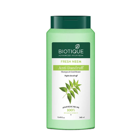 Biotique Fresh Neem Anti Dandruff Shampoo and Conditioner | Controls Dandruff | Eliminates Dryness, Flaking, and Itching | 340 ml