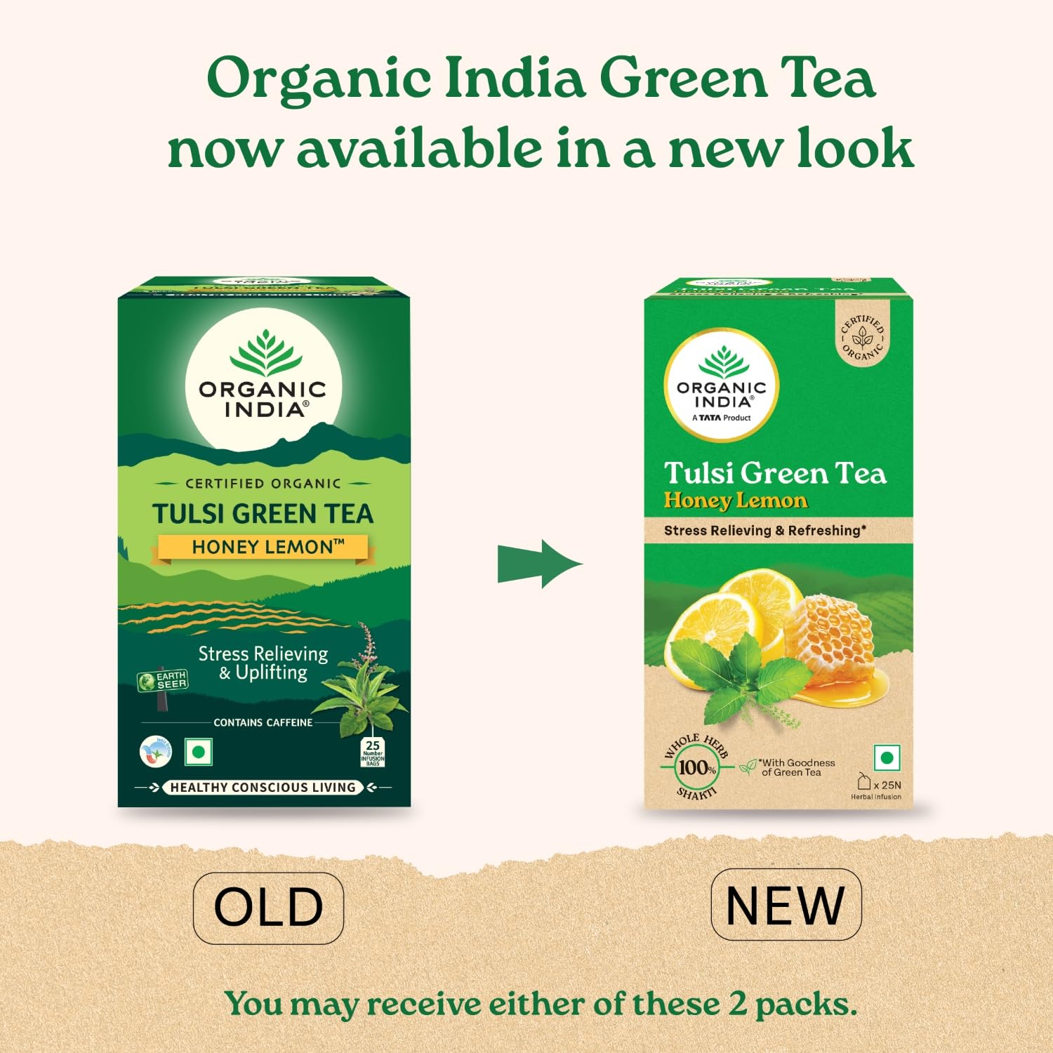 Organic India Tulsi Green Tea Honey Lemon 25 Tea bags