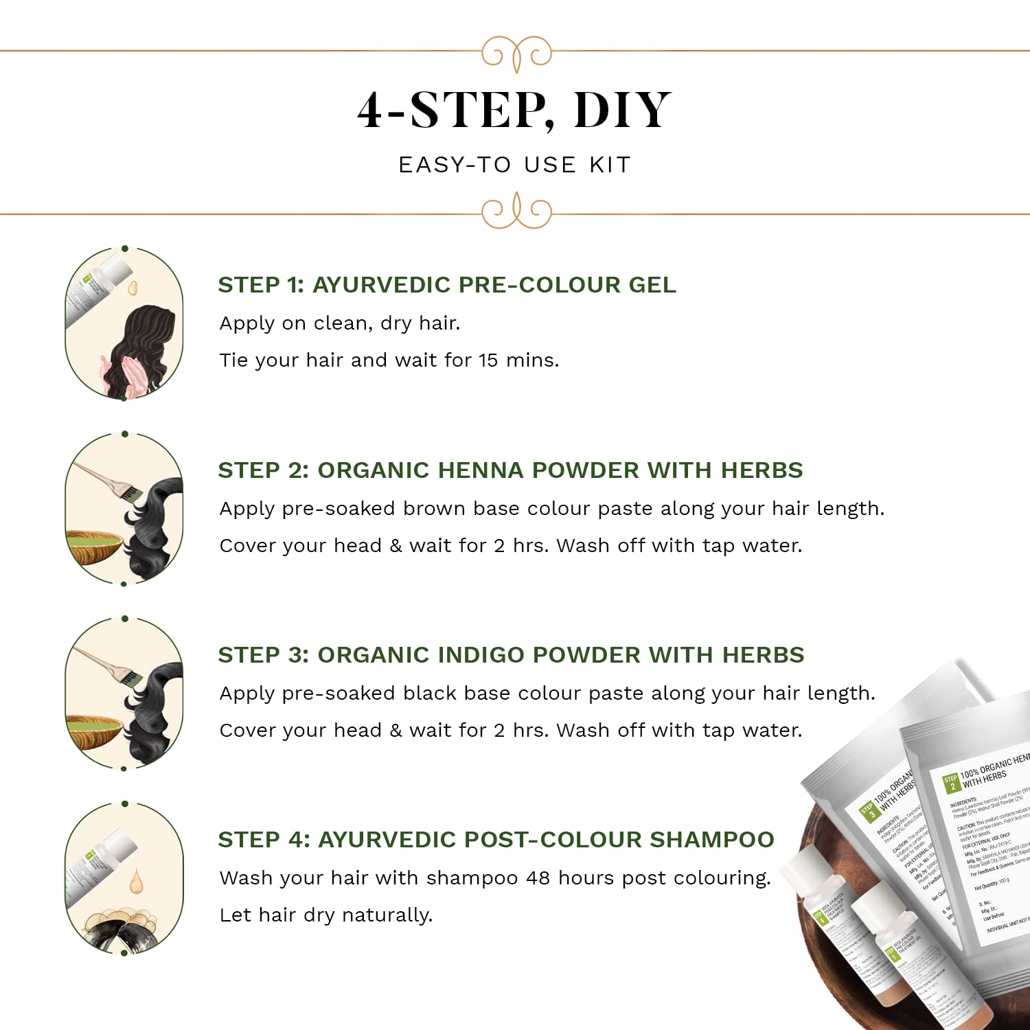 Sesa Natural Black Hair Colour Kit | For HIGH GREY% - 100% Organic & Ayurvedic