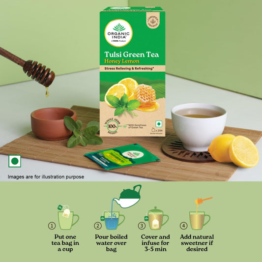 Organic India Tulsi Green Tea Honey Lemon 25 Tea bags