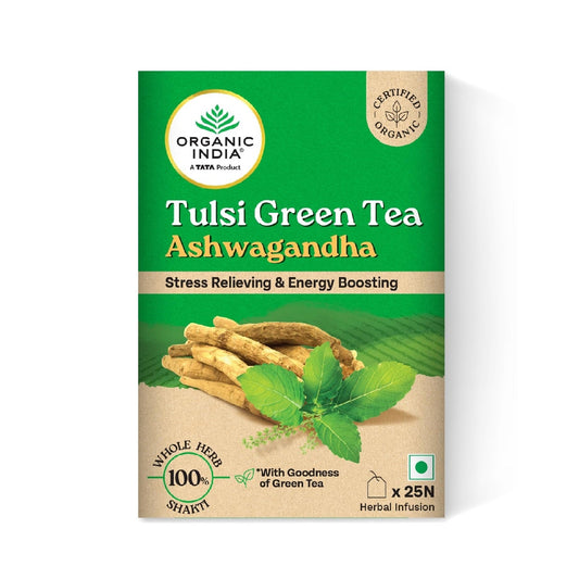 Organic India Tulsi Green Tea Ashwagandha - 25 Tea Bag (Pack of 1)