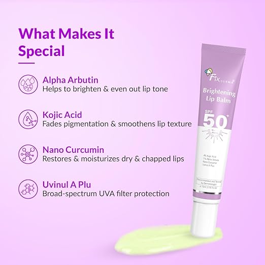 Fixderma 4% Kojic Acid Brightening Lip Balm SPF 50+ - 15 ml
