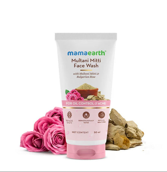 Mamaearth Multani Mitti Face Wash With Multani Mitti & Bulgarian Rose - 50 ml