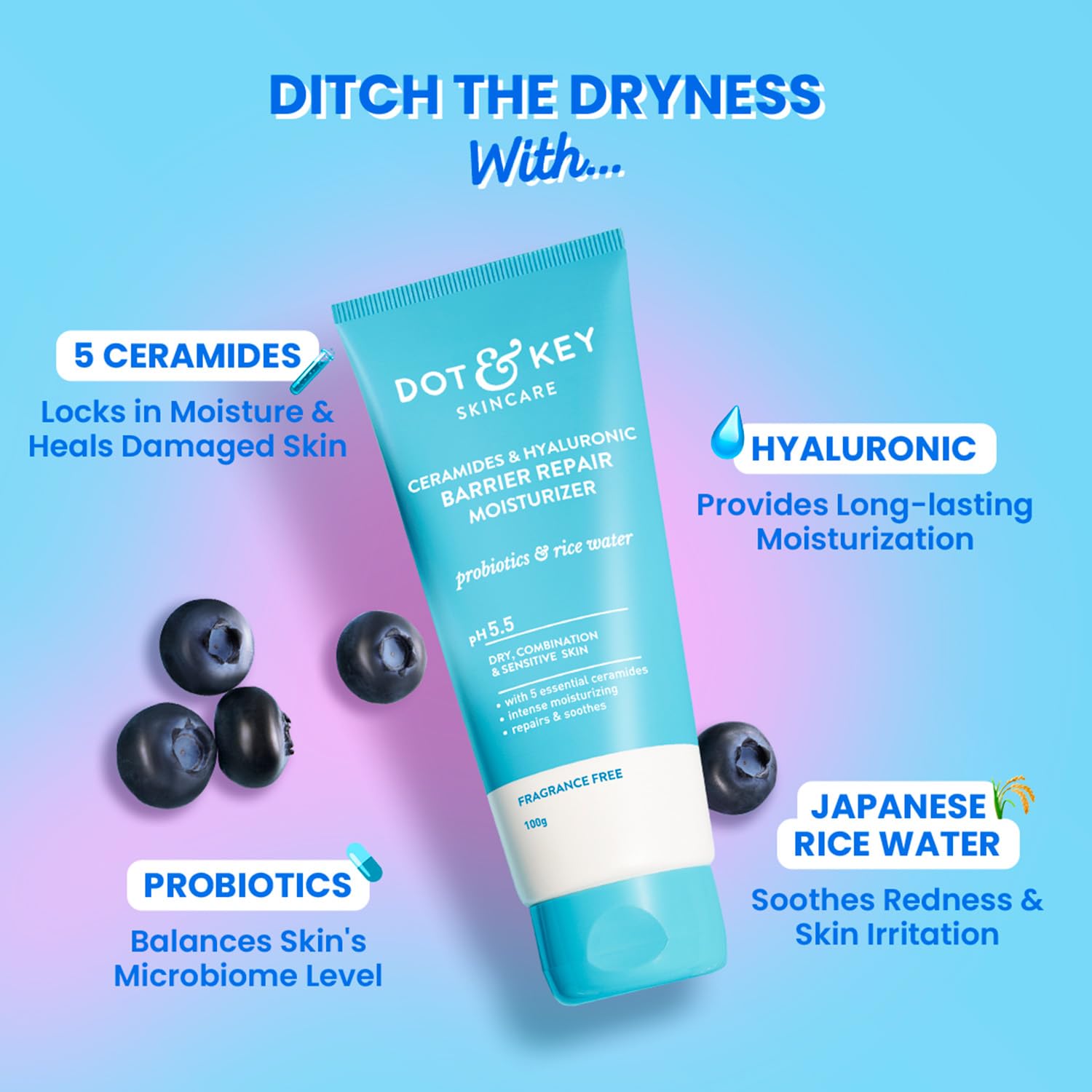 Dot & Key Ceramides & Hyaluronic Skin Barrier Repair + Face Cream - 100 gm