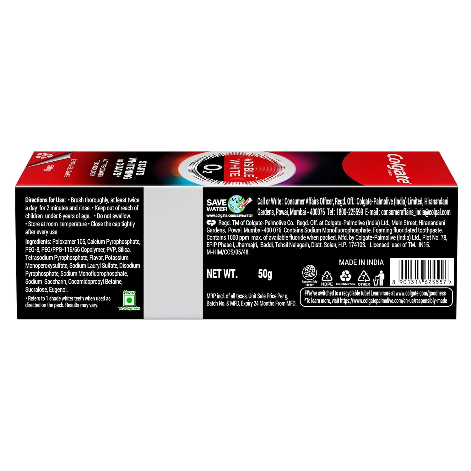 Colgate Visible White O2, Teeth Whitening Toothpaste (50g)
