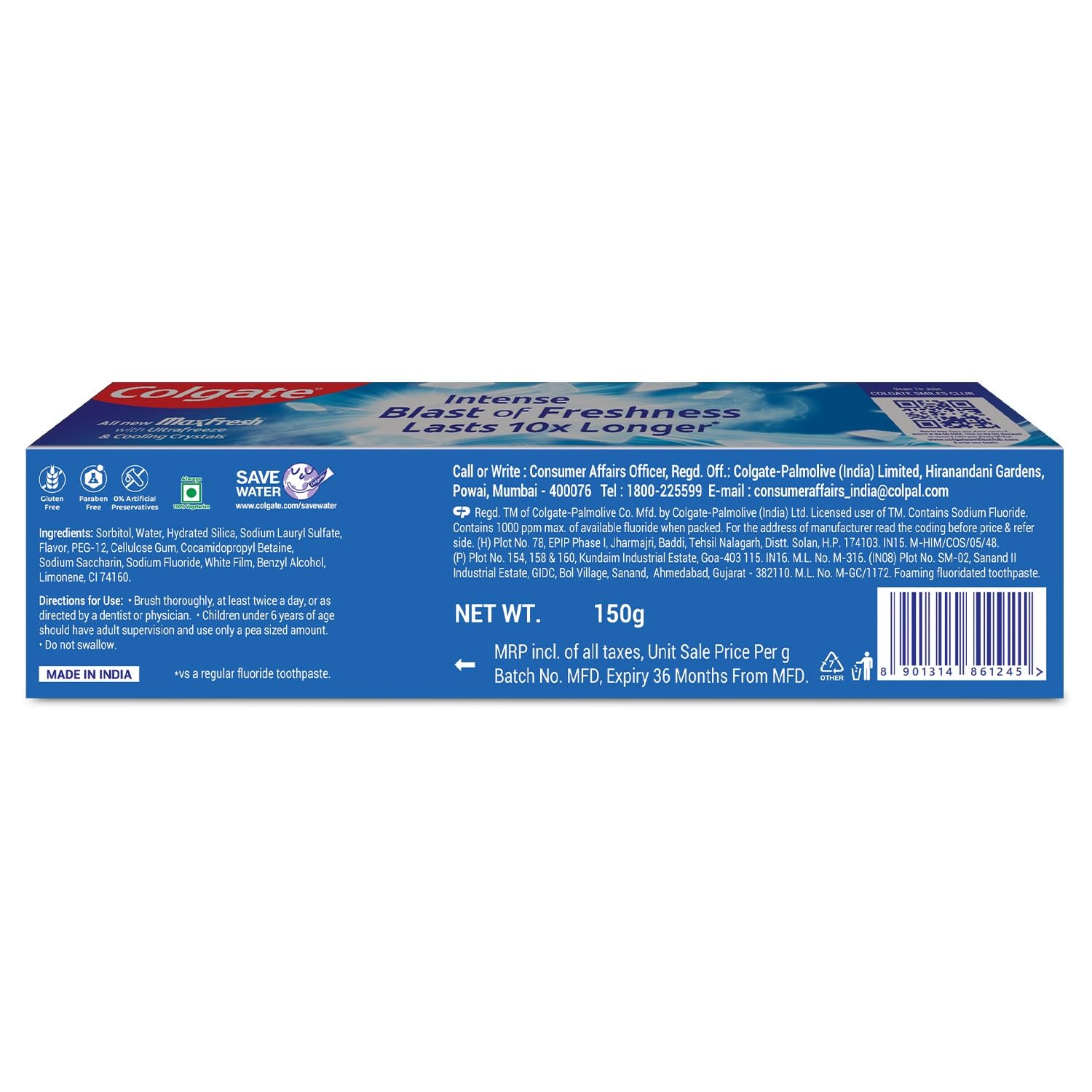 Colgate MaxFresh Breath Freshner Cavity Protection Toothpaste, 150g