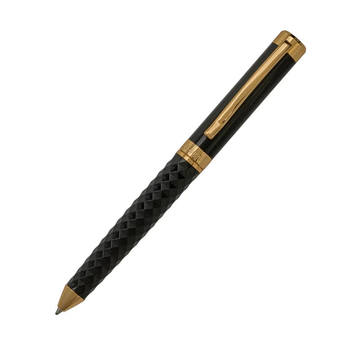 SWISSBRAND Luxe 2513 Black gloss finish Premium composite diamond-shape Ballpoint Pen with gold trim