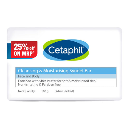 Cetaphil Cleansing & Moisturizing Syndet Bar - 100 gm