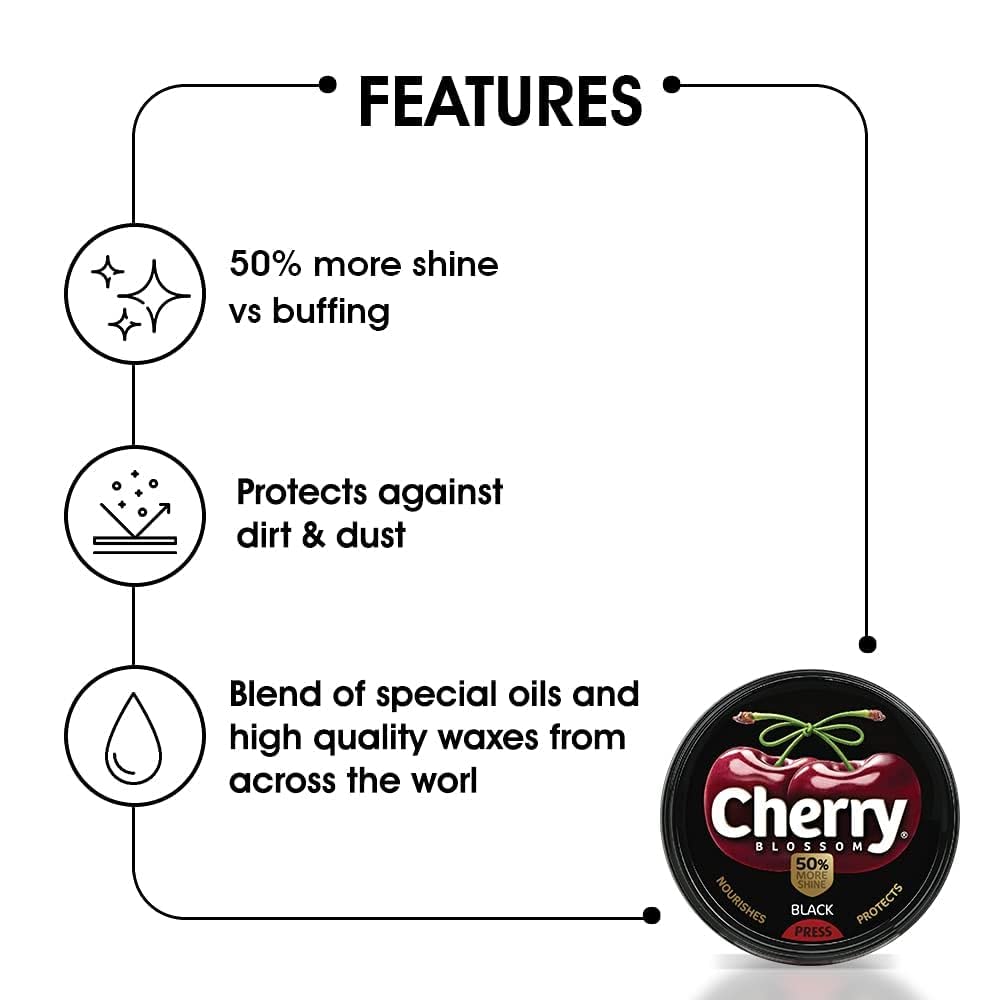 Cherry Blossom Wax Shoe Polish, Black - 40gm