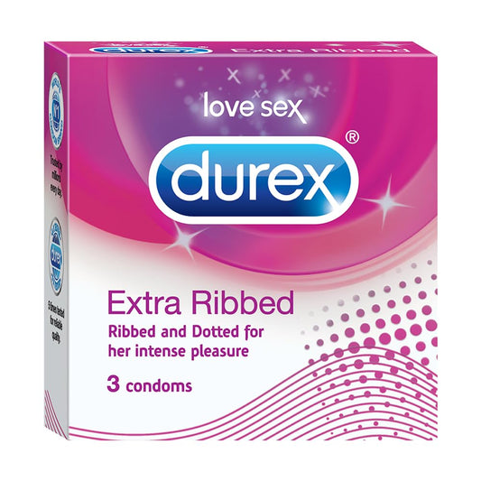 Durex Condoms, Extra Ribbed - 3 Count