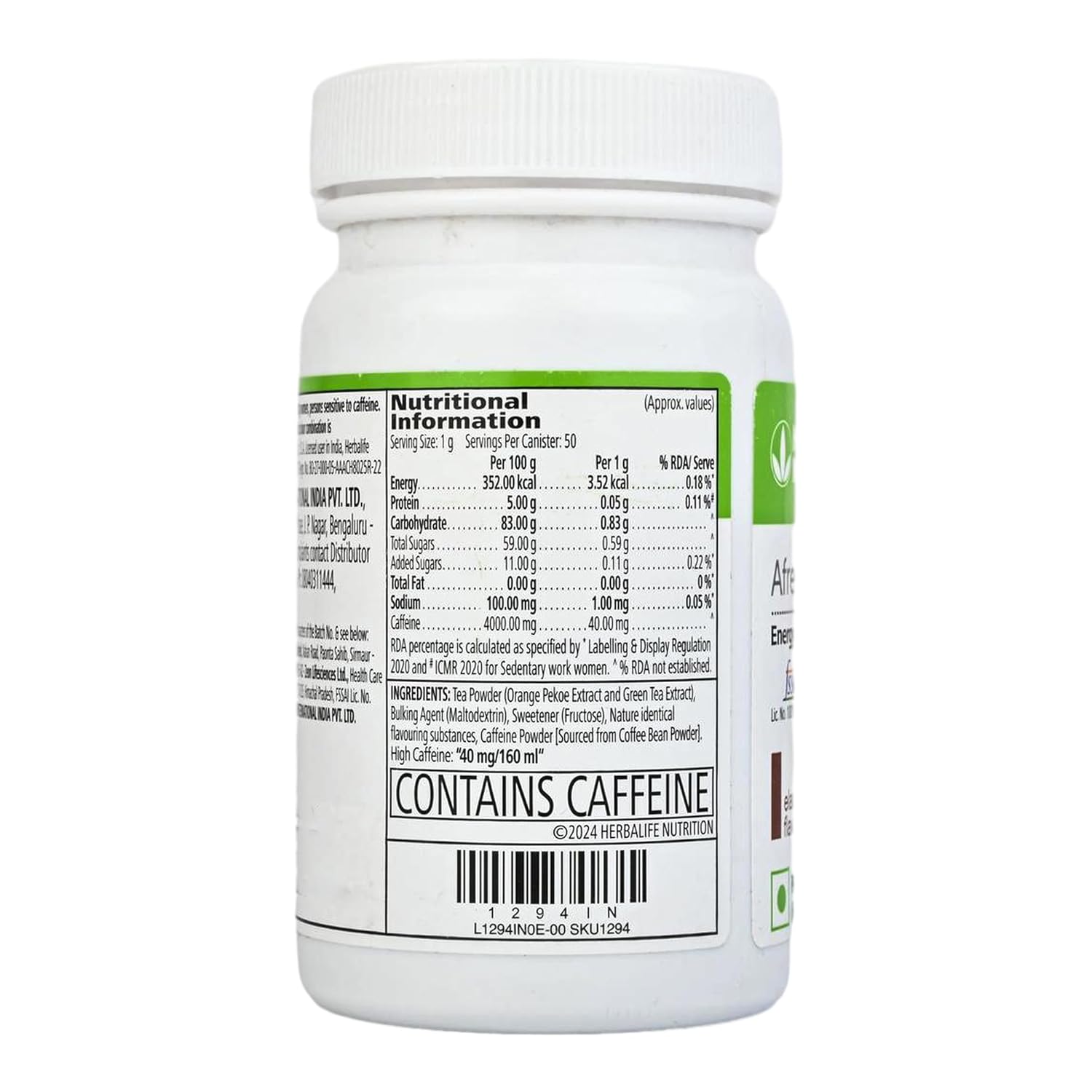 Herbalife Afresh Energy Drink Mix - 50 gm - Elaichi