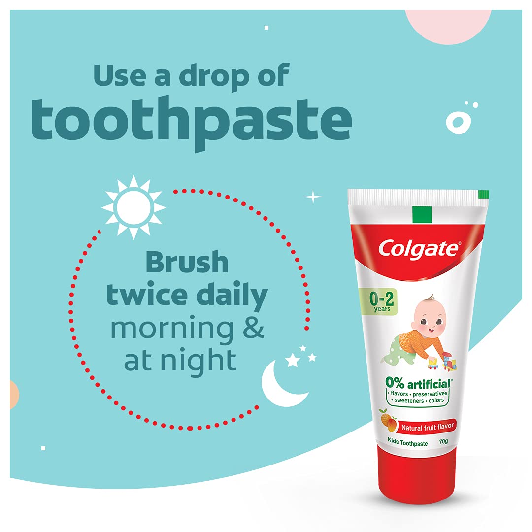 Colgate Toothpaste for Kids (0-2 years), Natural Fruit Flavour, 70gm
