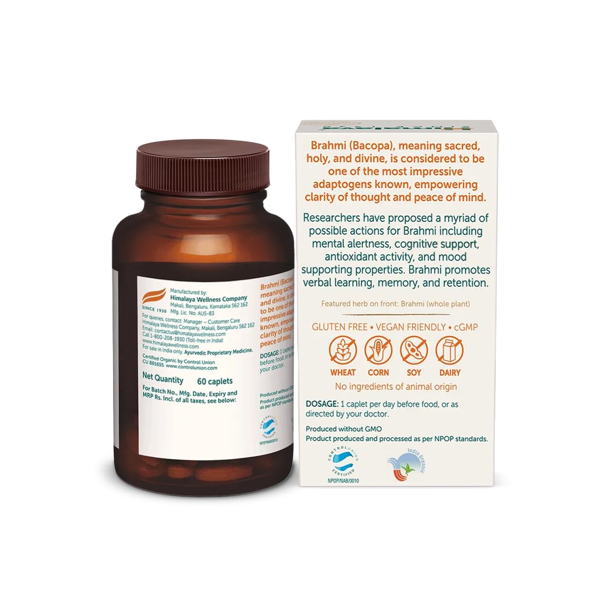 Himalaya Herbals Organic Bacopa Brahmi Caplets - 60 caps