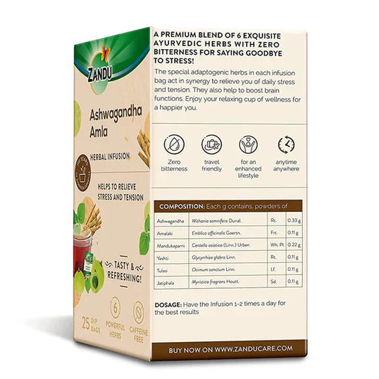 Zandu Ashwagandha Amla Herbal Infusion Tea - Pack of 1 - 25 Tea Bags