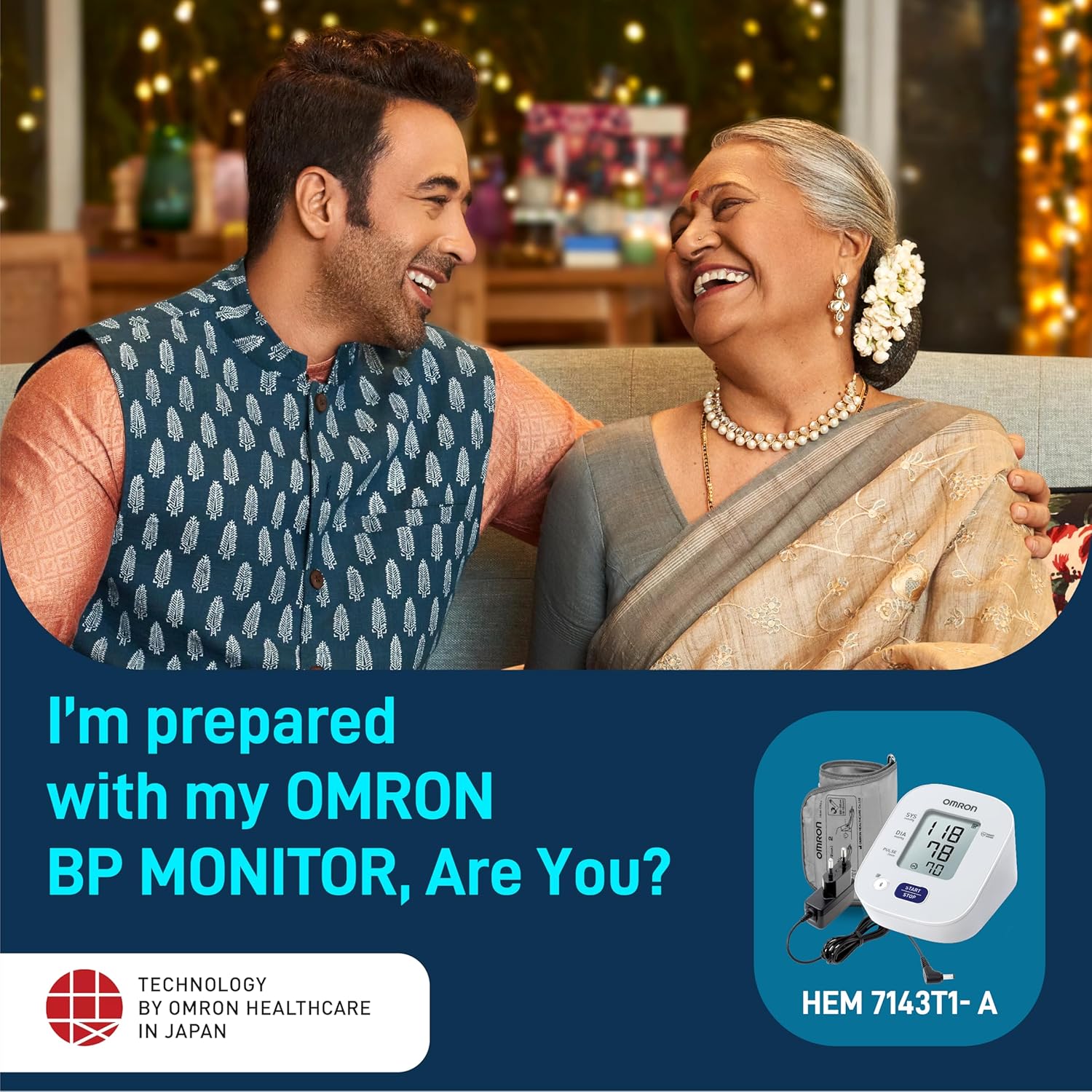 Omron HEM 7143T1A Arm Digital Bluetooth Blood Pressure Monitor with Cuff Wrapping Guide & Intellisense Technology For Most Accurate Measurement (Adapter Included)