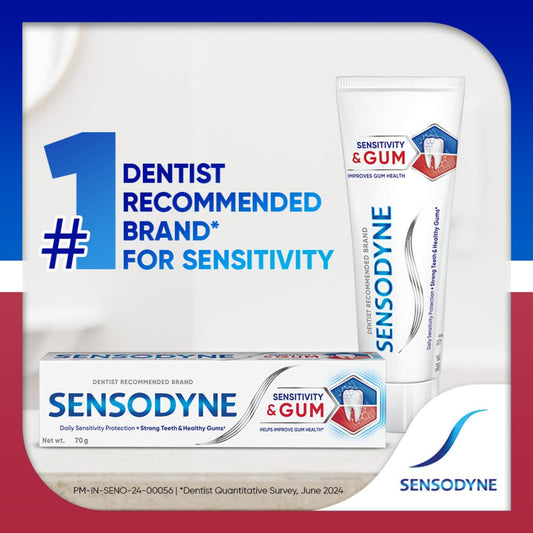 Sensodyne Toothpaste Sensitivity and Gum| Daily Sensitivity and Gum Protection Tooth Paste Combo Pack 140gm (70gm x 2) | Dentist Recommended