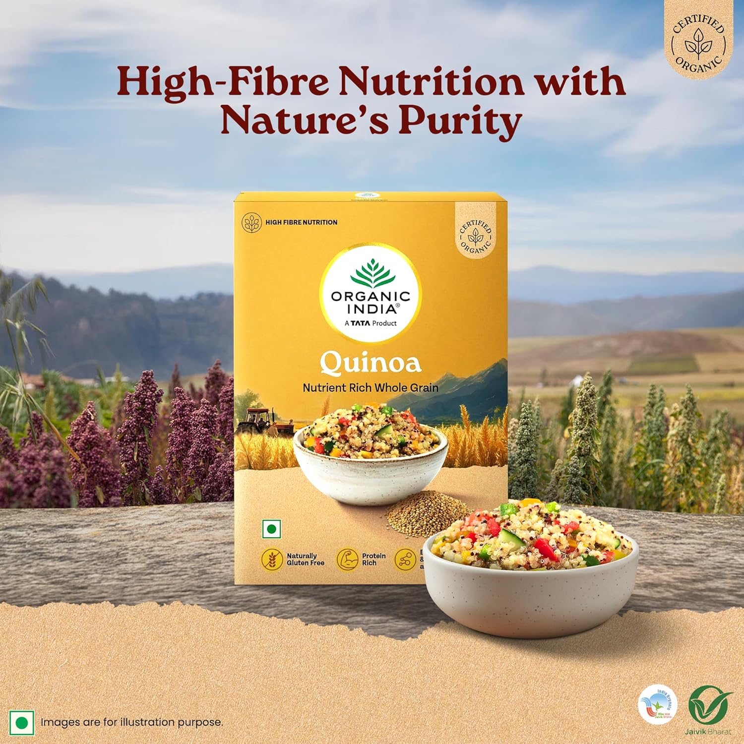 Organic India Quinoa – 500g | Nutrient-Rich Whole Grain | Protein-Rich | Gluten-Free | Source of Iron & Magnesium