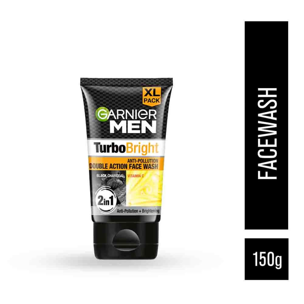 Garnier Men Turbo Bright Anti-Pollution Double Action Face Wash - 150 gm