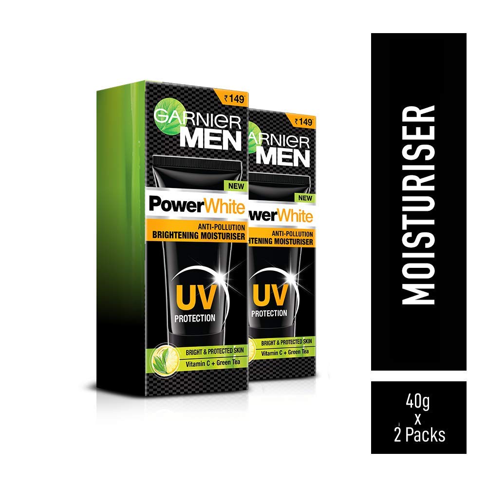 Garnier Men Power White Anti-Pollution Brightening Moisturizer - 40 gm - Pack of 2