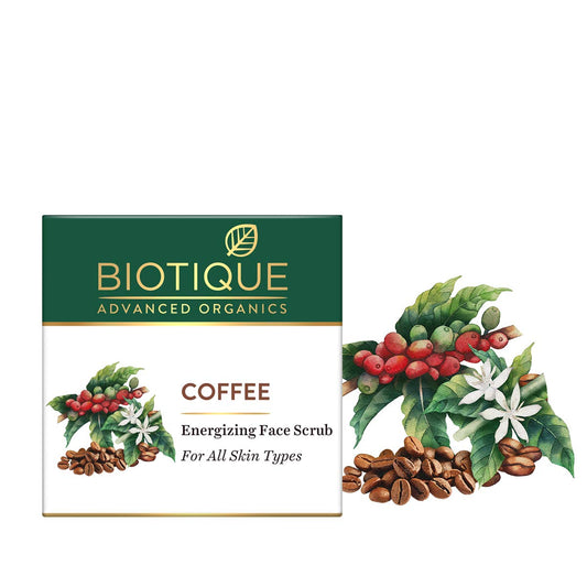Biotique Coffee Energizing Face Scrub for All Skin Types,50 Gm | Deep Exfoliation, Removes Blackheads & Whiteheads, De-Tan