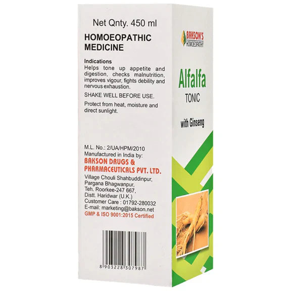 Bakson's Homeopathy Alfalfa Tonic with Ginseng - 450 ml