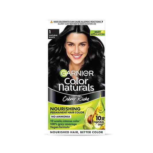 Garnier Color Naturals Creme Riche Hair Color - Shade 1 Natural Black - 70ml + 60gm