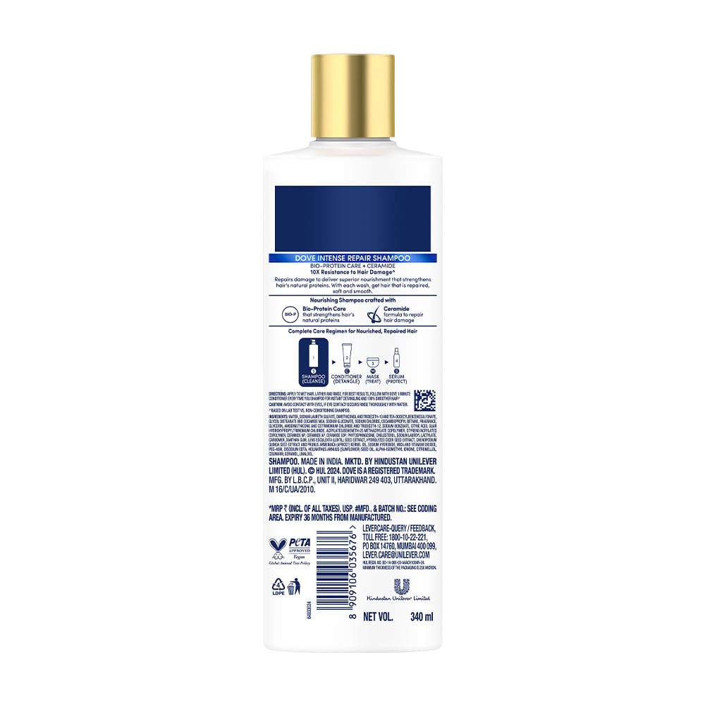 Dove Intense Repair Shampoo For Damaged Hair - 340 ml